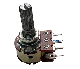 Potenciometro 100K B WH148-2-L20 Duplo Eixo Metalico 6 Terminais