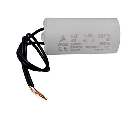 Capacitor Poliéster 10uF x 400Vac 50/60Hz Plástico Fio Epcos