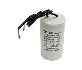 Capacitor de Partida 10uF x 440Vac 50/60Hz Plástico Fio CBB60 Tk