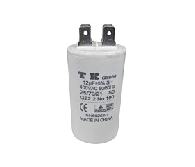 Capacitor Polipropileno 12uF x 400Vac 50/60Hz Plástico Faston CBB60 TK