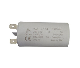 Capacitor Polipropileno 15uF x 250V 50/60Hz Plástico Faston Epcos