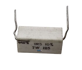 Resistor 1R5 7W 10% Axial Porcelana Branca