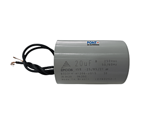 Capacitor Polipropileno 20uF x 250Vac 50/60Hz Plástico Fio Epcos
