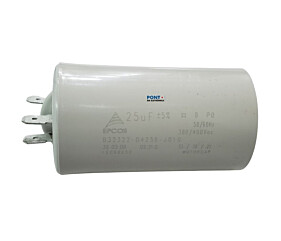 Capacitor Polipropileno 25uF x 380/400Vac 50/60Hz Plástico Faston Epcos