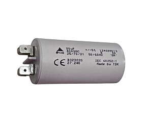 Capacitor Polipropileno 20uF x 400Vac 50/60Hz Plástico Faston Epcos 