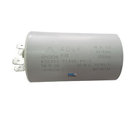 Capacitor Polipropileno 40uF x 250Vac 50/60Hz Plástico Faston Epcos