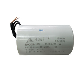 Capacitor Polipropileno 40uF x 250Vac 50/60Hz Plástico Fio Epcos