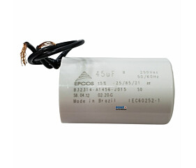 Capacitor Polipropileno 45uF x 250V 50/60Hz Plástico Fio Epcos