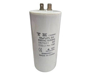 Capacitor Polipropileno 55uF x 400Vac 50/60Hz Plástico Faston TK 55DX120A