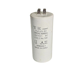 Capacitor Polipropileno 70uF x 250V 50/60hZ CBB60 Plástico Faston Tk