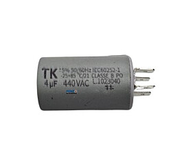 Capacitor Polipropileno 4uF x 440Vac 50/60Hz Plástico Faston TK