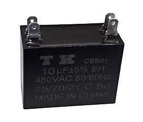 Capacitor Polipropileno 10uF x 450V 50/60Hz CBB61 Faston TK