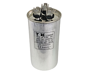 Capacitor Polipropileno Duplo 50+5uF x 440V 50/60HZ Alumínio Faston CBB65 TK