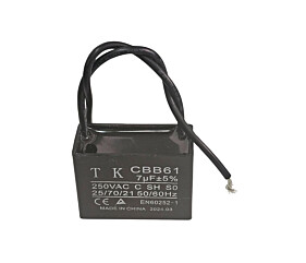 Capacitor de Ventilador 7uF x 250Vac Fio CBB61 TK