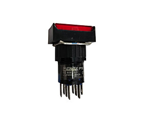Botão de Comando Retangular Pulsante P16-BL7-G1 6097-5-1 Vermelho Metaltex