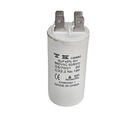 Capacitor de Partida 6uF x 660Vac 50/60Hz Plástico Faston CBB60 TK