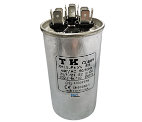 Capacitor Polipropileno 30+2.5uF x 440Vac 50/60HZ CBB65 TK