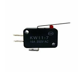 Chave Micro Switch KW11-7 3 Terminais Haste 27mm 16A 250V Preta
