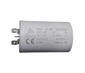 Capacitor Polipropileno 40uF x 400Vac 50/60Hz Plástico Faston Epcos